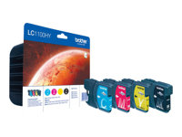 Brother LC1100HY Value Pack - Pack de 4 - à rendement élevé - noir, jaune, cyan, magenta - original - cartouche d'encre - pour Brother DCP-6690CW, MFC-5890CN, MFC-6490CW LC1100HYVALBPDR