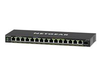 NETGEAR Plus GS316EPP - Commutateur - Géré - 15 x 10/100/1000 (PoE+) + 1 x SFP - de bureau, fixation murale - PoE+ (231 W) GS316EPP-100PES