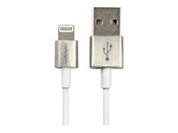 StarTech.com Câble Apple Lightning vers USB de 1 m avec connecteurs en métal de qualité exceptionnelle pour iPhone iPod iPad - M/M - Câble Lightning - Lightning mâle pour USB mâle - 1 m - blanc - pour P/N: USB2PCARBK, USB2PCARBKS, USBLT2PCARW, USBUB2PCARB USBLTM1MWH