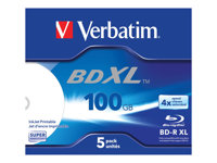 Verbatim - 5 x BD-R XL - 100 Go 4x - surface imprimable par jet d'encre - boîtier CD 43789