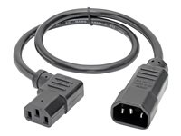 Tripp Lite 2ft Computer Power Cord Extension Cable C14 to Right Angle C13 10A 18AWG 2' - Rallonge de câble d'alimentation - IEC 60320 C14 pour IEC 60320 C13 angle droit - CA 100-250 V - 13 A - 61 cm - moulé - noir P004-002-13RA