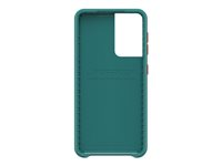 LifeProof WAKE - Coque de protection pour téléphone portable - 85 % de plastique recyclé provenant de l'océan - en bas (vert/orange) - modèle d'onde douce - pour Samsung Galaxy S21 5G 77-81256