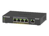 NETGEAR GS305Pv2 - Commutateur - non géré - 5 x 10/100/1000 (4 PoE) - de bureau, fixation murale - PoE+ (63 W) - Tension CC GS305P-200PES